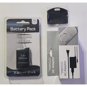 High-Capacity 3600mAh Replacement Battery with Charger & Cover for Sony PSP 1001